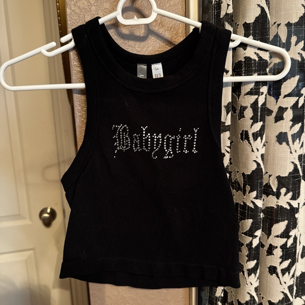 Chic Black Crop Top with 'Babygirl' Design